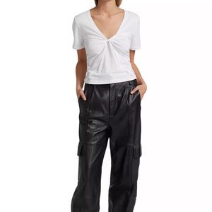 Derek Lam Belle Twist  Front T-Shirt - Optic White. Women's Large